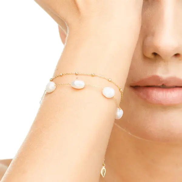 Leaf Jewelry Armkette Beads, 14K Gelbgold Bis zu 50% Rabatt