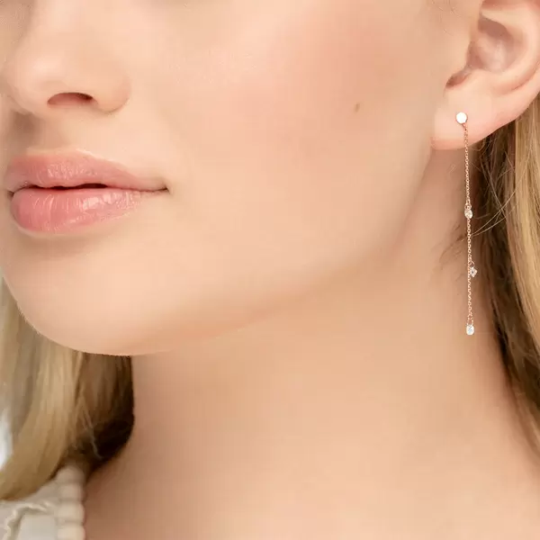 Leaf Jewelry Ohrringe Pure Chain mit Diamanten, 18 K Rosegold Nur für heute