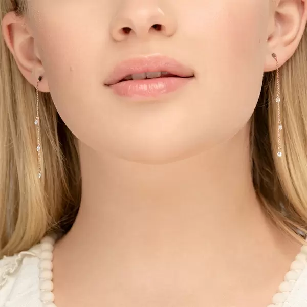 Leaf Jewelry Ohrringe Pure Chain mit Diamanten, 18 K Rosegold Nur für heute
