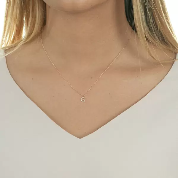 Leaf Jewelry Halskette Letter "G", 14 K Rosegold mit Diamanten Vierteljährliche Förderung
