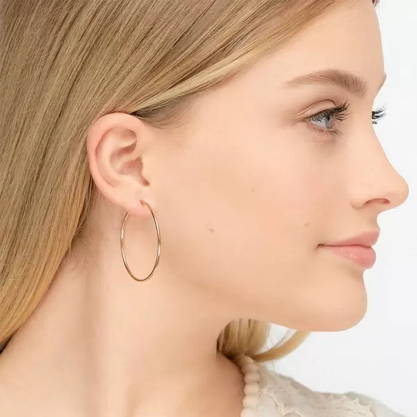 Leaf Jewelry Creole Rund L, 40mm, 14 K Rosegold Discount Store für neue Produkte