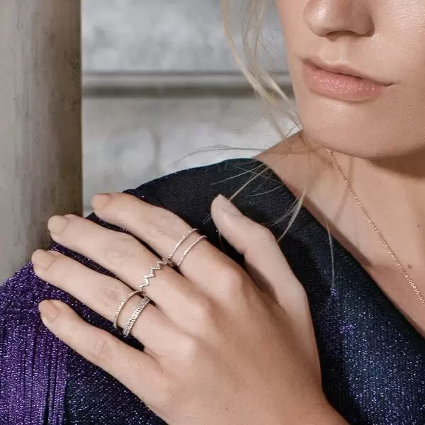Leaf Jewelry Ring Double mit Diamanten, 18 K Gelbgold 50% Rabatt mit kostenlosem Versand