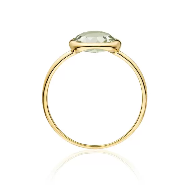 Leaf Jewelry Ring Grüner Amethyst, 14 K Gelbgold, Kostenloser Versand international