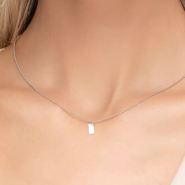 Leaf Jewelry Halskette Tiny Dog Tag, 14 K Weißgold Fabrikladen
