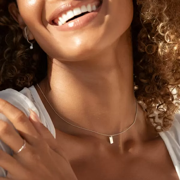 Leaf Jewelry Halskette Tiny Dog Tag, 14 K Weißgold Fabrikladen