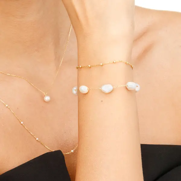 Leaf Jewelry Armkette Barock Pearls, 14K Gelbgold Speichern exportieren