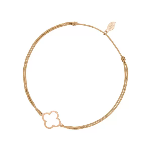 Leaf Jewelry Glücksbändchen GENTLE CLOVER, 14 K Rosegold, Beige Black Friday Preise