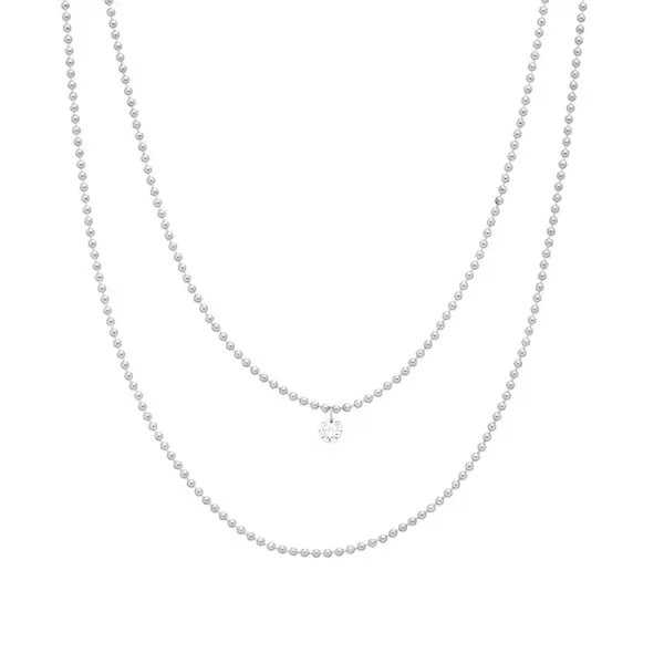 Leaf Jewelry Halskette Pure Double, Diamant, 14 K Weißgold Im Verkauf