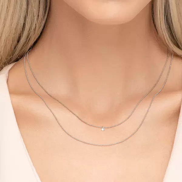 Leaf Jewelry Halskette Pure Double, Diamant, 14 K Weißgold Im Verkauf