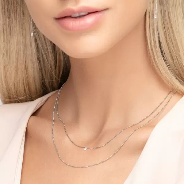 Leaf Jewelry Halskette Pure Double, Diamant, 14 K Weißgold Im Verkauf
