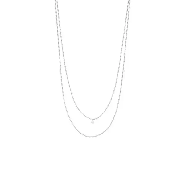 Leaf Jewelry Halskette Pure Double, Diamant, 14 K Weißgold Im Verkauf