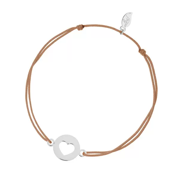 Leaf Jewelry Glücksbändchen Heart, 14 K Weißgold, Beige 2025