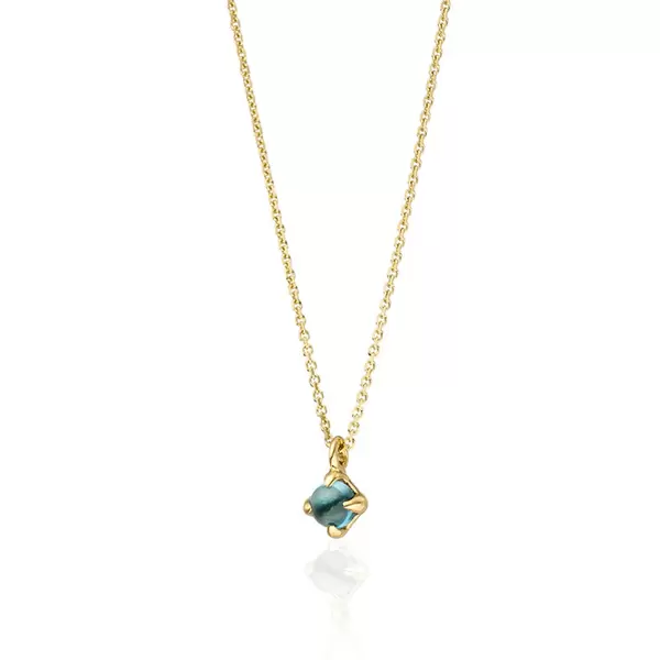 Leaf Jewelry Halskette Cabochon, Blauer Topas, 14 K Gelbgold Online
