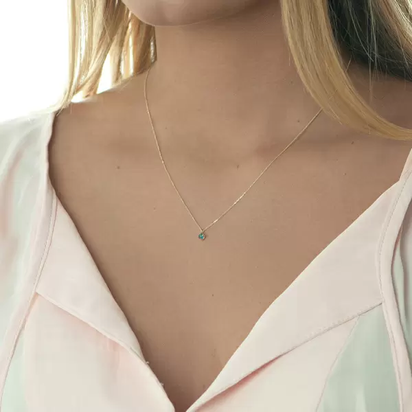 Leaf Jewelry Halskette Cabochon, Blauer Topas, 14 K Gelbgold Online
