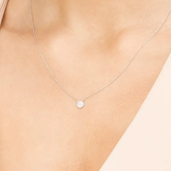 Leaf Jewelry Halskette Pavé mit Diamanten, 18 K Weissgold Outlet