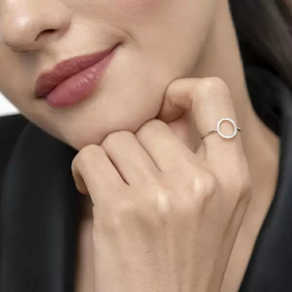 Leaf Jewelry Ring Circle mit Diamanten, 18 K Weißgold Verkauf