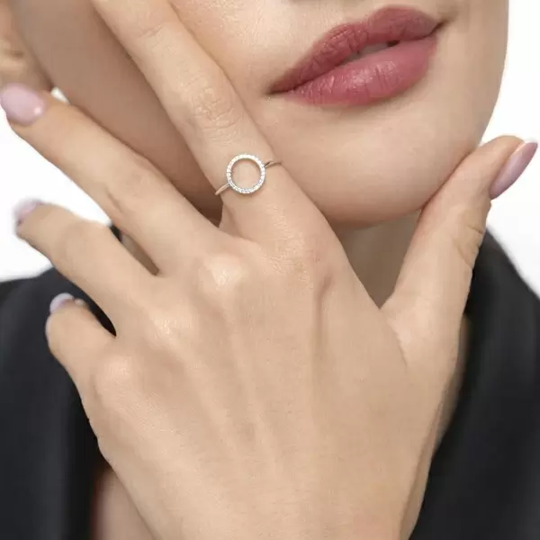 Leaf Jewelry Ring Circle mit Diamanten, 18 K Weißgold Verkauf