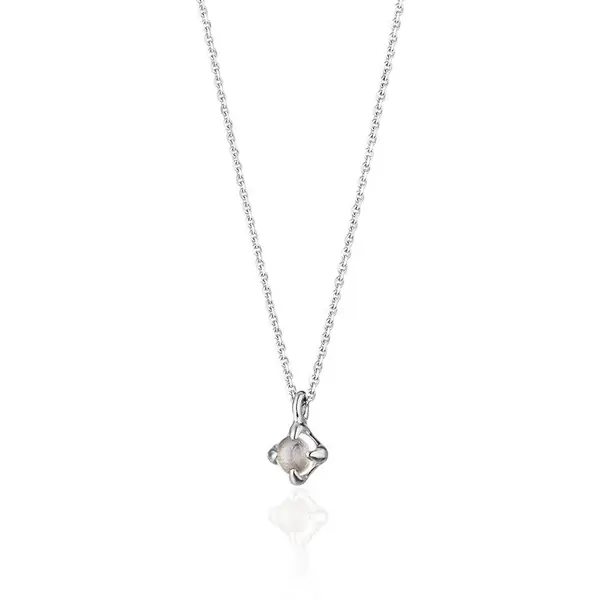 Leaf Jewelry Halskette Cabochon, Mondstein, 14 Weißgold Schlussverkauf