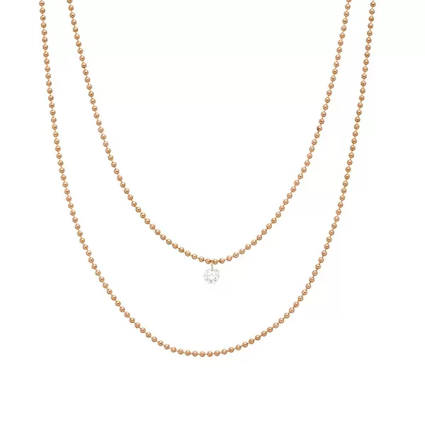 Leaf Jewelry Halskette Pure Double, Diamant, 14 K Rosegold Fabrikverkauf