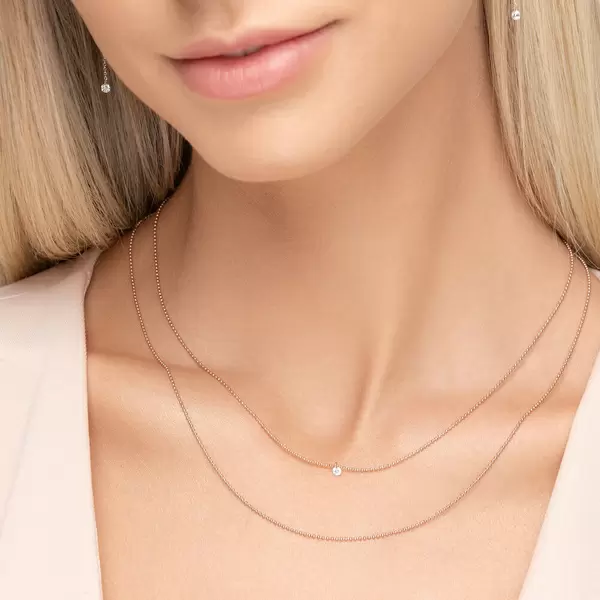 Leaf Jewelry Halskette Pure Double, Diamant, 14 K Rosegold Fabrikverkauf