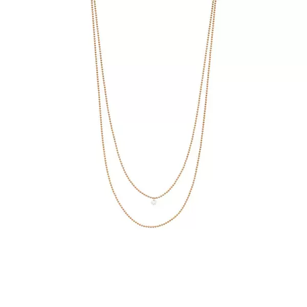 Leaf Jewelry Halskette Pure Double, Diamant, 14 K Rosegold Fabrikverkauf