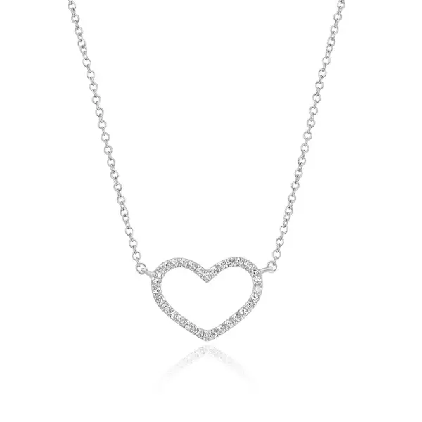 Leaf Jewelry Halskette Heart mit Diamanten, 18 K Weissgold Blitzverkäufe