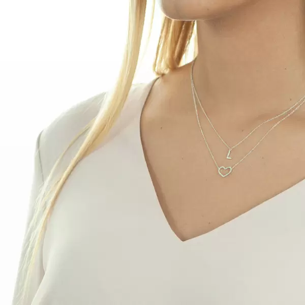 Leaf Jewelry Halskette Heart mit Diamanten, 18 K Weissgold Blitzverkäufe