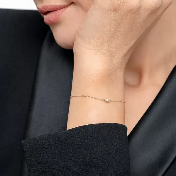Leaf Jewelry Armkette "my first diamond", 14 K Gelbgold Kostenloser Versand