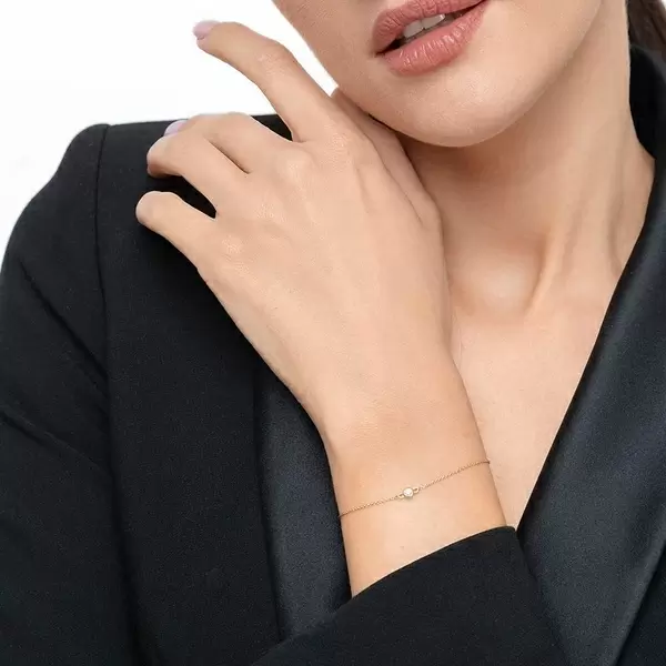 Leaf Jewelry Armkette "my first diamond", 14 K Gelbgold Kostenloser Versand