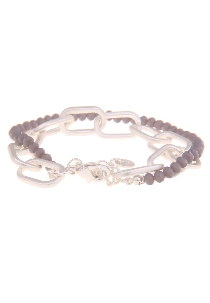 Leslii Armband Glieder Glasperlen in Silber Grau Tägliche Deals