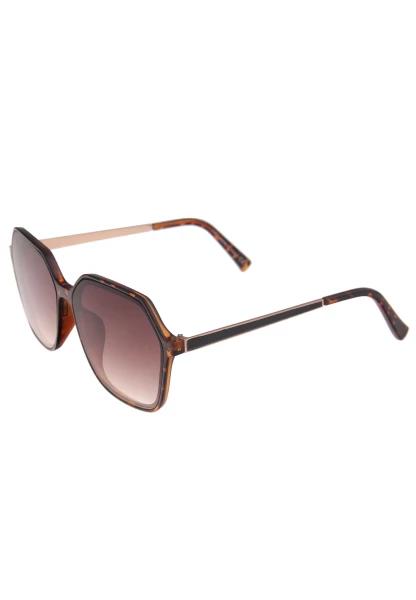 Leslii Sonnenbrille Damen Kanten-Look Horn-Optik braune Designerbrille Sunglasses Kunststoff Braun zollfrei