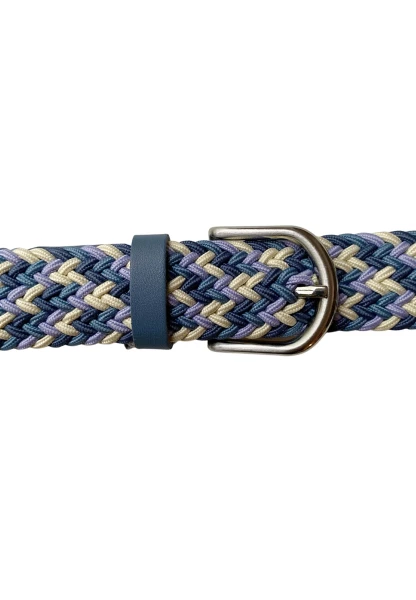 -50% SALE! Leslii Flechtgürtel Stretch mit Leder Applikation in Blau Creme Tägliche Deals