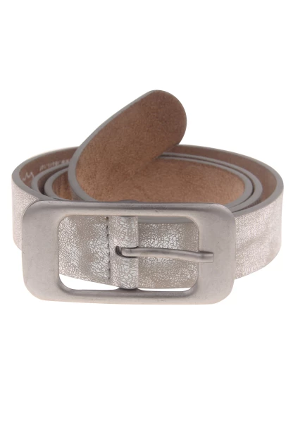 Leslii Damen-Gürtel Basic Statement-Schließe silberfarbener Gürtel Uni Breite 3cm Silber Metallic Letzte 2 Tage