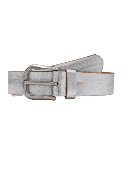 Leslii Gürtel echter Ledergürtel Used Look Metallic silberner Gürtel Leder silber Bis zu 50% Rabatt
