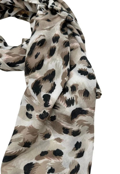 Leslii Schal Leo Muster in Beige Schwarz Preisnachlass
