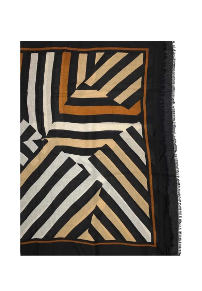 Leslii Schal Streifen-Muster Beige Schwarz Muttertagsangebot