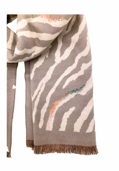 Leslii Schal mit Zebra-Muster Beige Lagerräumung