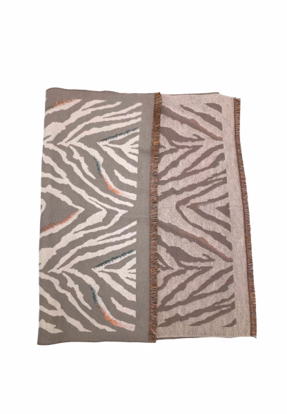 Leslii Schal mit Zebra-Muster Beige Lagerräumung