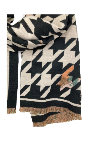 Leslii Schal mit Pepita-Muster Creme Schwarz Exklusive Angebote