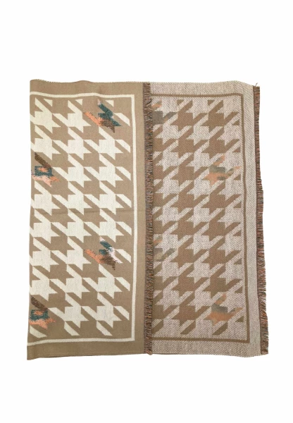 Leslii Schal mit Pepita-Muster Creme Beige Große Rabatte