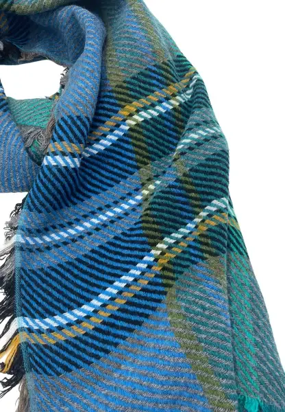 Leslii karierter Schal Blau Saisonale Angebote