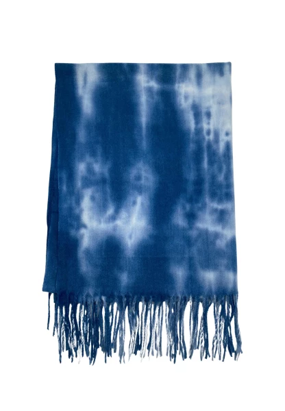 Leslii Schal Fransen Batik Blau Tägliche Deals