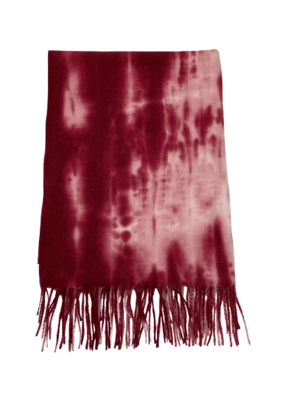 Leslii Schal Fransen Batik Dunkelrot Rosa Sonderangebote