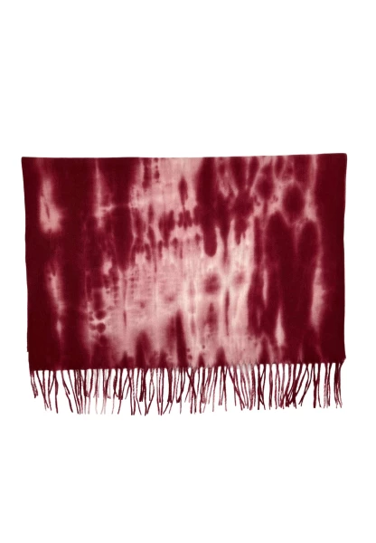 Leslii Schal Fransen Batik Dunkelrot Rosa Sonderangebote