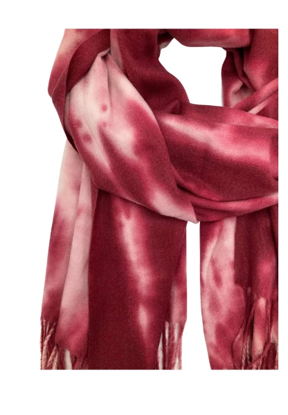 Leslii Schal Fransen Batik Dunkelrot Rosa Sonderangebote