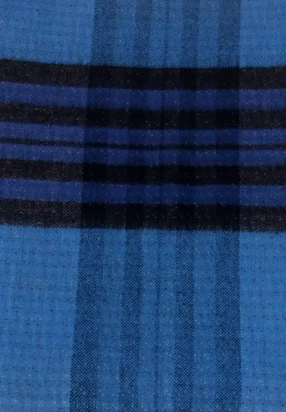 -50% SALE Leslii Schal Muster-Mix gemusterter Schal Streifen-Muster Fransen-Schal kariert in Blau Online
