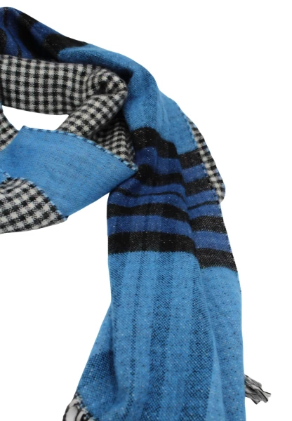 -50% SALE Leslii Schal Muster-Mix gemusterter Schal Streifen-Muster Fransen-Schal kariert in Blau Online