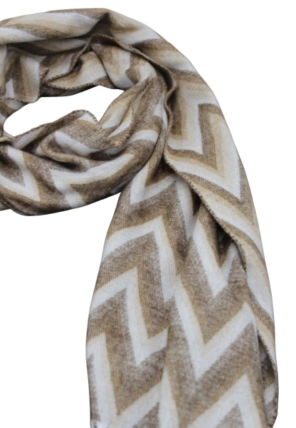 -50% SALE Leslii Schal Zickzack-Muster gemusterter Fransen-Schal Muster-Schal in Braun Beige Outlet