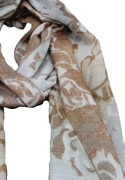 -50% SALE Leslii Schal Blumen-Muster Rosen gemusterter Fransen-Schal Muster-Schal in Braun Beige Hotsell