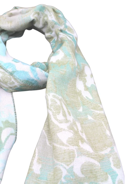 -50% SALE Leslii Schal Blumen-Muster Rosen gemusterter Fransen-Schal Muster-Schal in Grün Mint Schlussverkauf